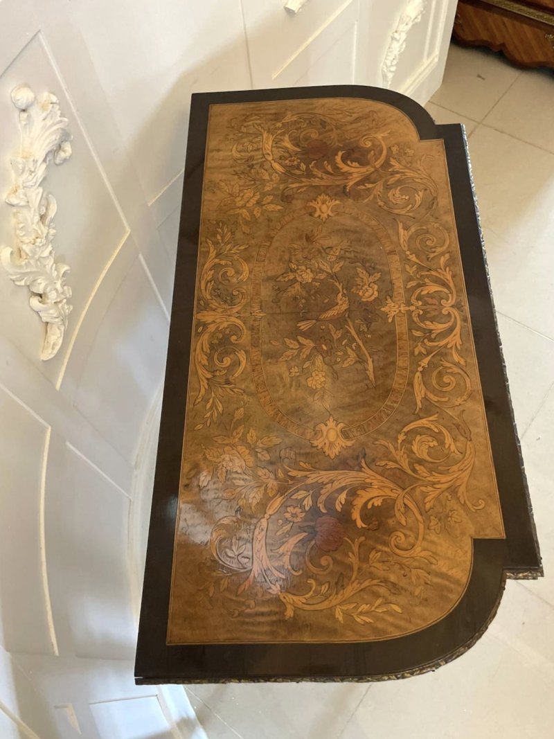 Exhibition Quality Antique Victorian French Inlaid Marquetry Card/Console Table - Image 13